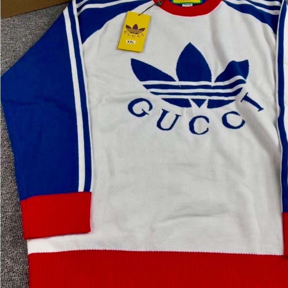Gucci Men's Sweater in Blue, White, and Red